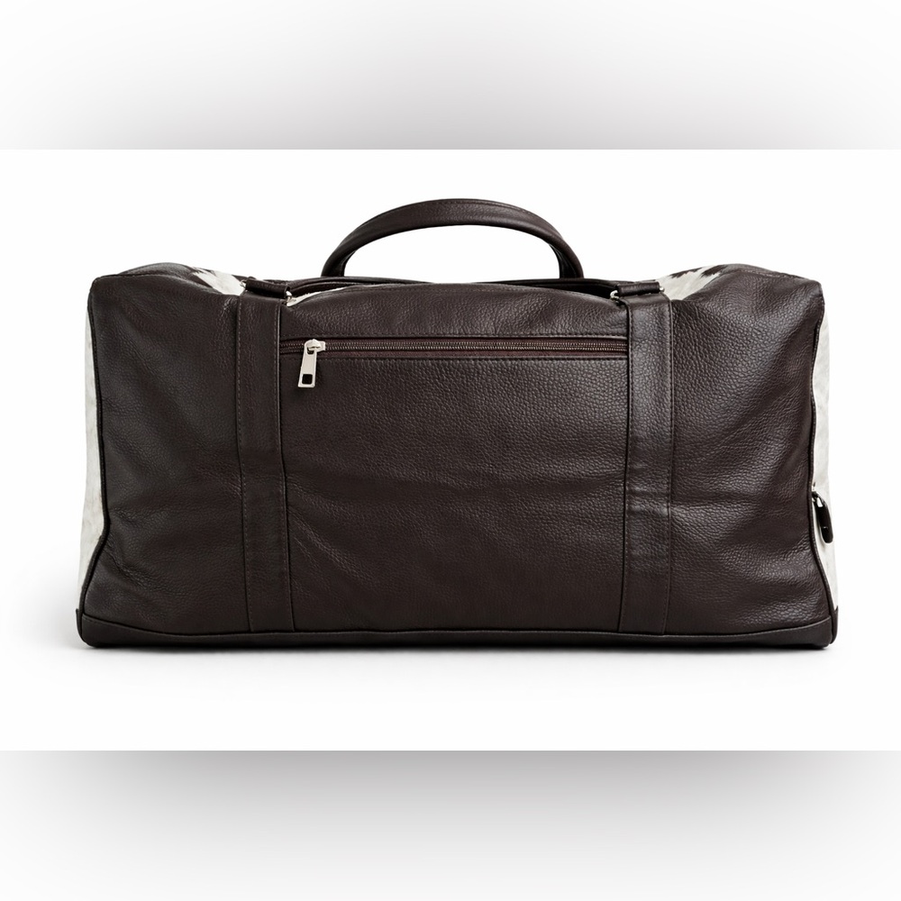 Genuine Cowhide weekender Bag- black and white hair on hide travel duffel bag - Picture 2 of 8